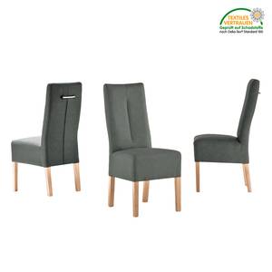 Chaises capitonnées Funny II (lot de 2) Cuir synthétique - Anthracite / Hêtre