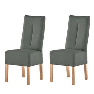 Chaises capitonnées Funny II (lot de 2) Cuir synthétique - Anthracite / Hêtre