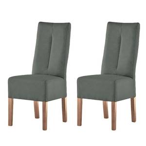 Chaises capitonnées Funny II (lot de 2) Cuir synthétique - Anthracite / Chêne