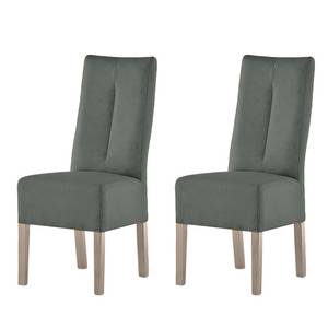 Chaises capitonnées Funny II (lot de 2) Cuir synthétique - Anthracite / Chêne de Sonoma