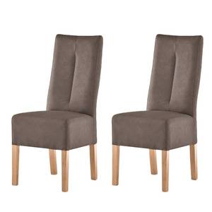 Chaises capitonnées Funny II (lot de 2) Cuir synthétique - Marron / Hêtre