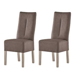 Chaises capitonnées Funny II (lot de 2) Cuir synthétique - Marron / Imitation chêne de Sonoma