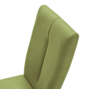 Chaises capitonnées Funny II (lot de 2) Cuir synthétique - Vert kiwi / Chêne