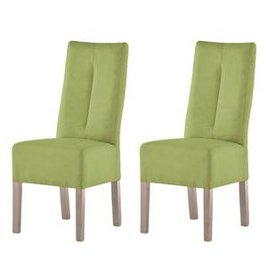 Chaises capitonnées Funny II (lot de 2) Cuir synthétique - Vert kiwi / Chêne de Sonoma