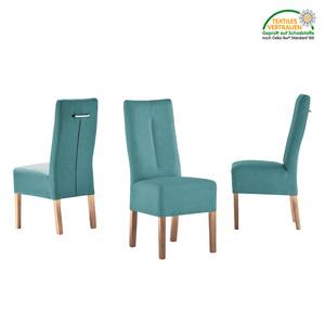 Chaises capitonnées Funny II (lot de 2) Cuir synthétique - Bleu pétrole / Chêne