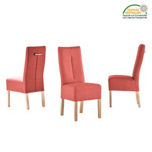 Chaises capitonnées Funny II (lot de 2) Cuir synthétique - Rouge / Hêtre