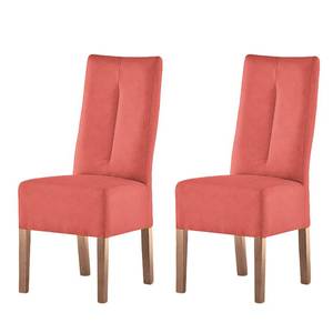 Chaises capitonnées Funny II (lot de 2) Cuir synthétique - Rouge / Chêne