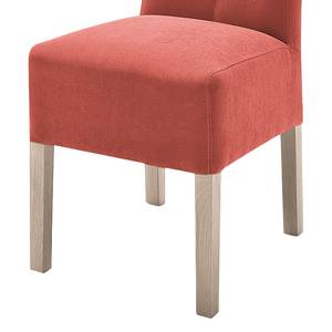 Chaises capitonnées Funny II (lot de 2) Cuir synthétique - Rouge / Chêne de Sonoma