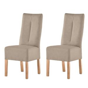 Chaises capitonnées Funny II (lot de 2) Cuir synthétique - Taupe / Hêtre