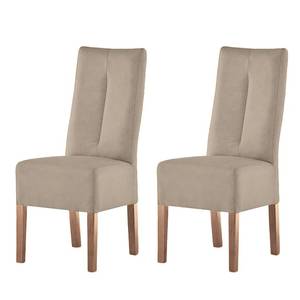 Chaises capitonnées Funny II (lot de 2) Cuir synthétique - Taupe / Chêne