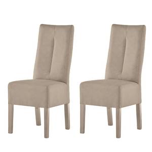 Chaises capitonnées Funny II (lot de 2) Cuir synthétique - Taupe / Chêne de Sonoma