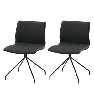 Gestoffeerde stoel Gibril kunstleer/roestvrij staal - Zwart