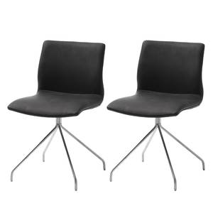 Gestoffeerde stoel Gibril kunstleer/roestvrij staal - Zwart/roestvrij staal
