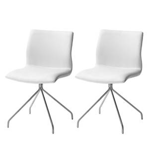Gestoffeerde stoel Gibril kunstleer/roestvrij staal - Wit/roestvrij staal