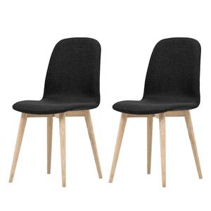 Chaises rembourrées Helvig I (lot de 2) Tissu / Chêne massif - Tissu Vesta : Anthracite