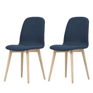 Gestoffeerde stoelen Helvig I geweven stof/massief eikenhout - Stof Vesta: Blauw