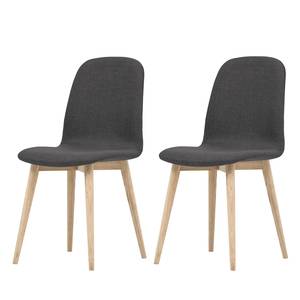 Chaises rembourrées Helvig I (lot de 2) Tissu / Chêne massif - Tissu Vesta : Marron I