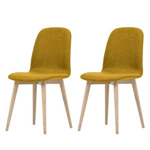 Chaises rembourrées Helvig I (lot de 2) Tissu / Chêne massif - Tissu Vesta : Jaune