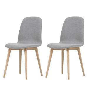 Chaises rembourrées Helvig I (lot de 2) Tissu / Chêne massif - Tissu Vesta : Gris