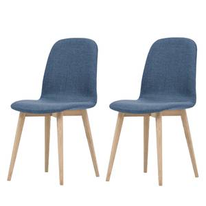 Chaises rembourrées Helvig I (lot de 2) Tissu / Chêne massif - Tissu Vesta : Bleu clair