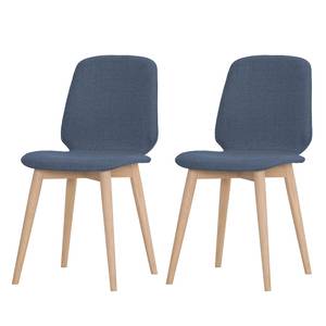 Chaises Helvig III (lot de 2) Tissu / Chêne massif - Tissu Vesta Rouge - Tissu Vesta : Bleu clair