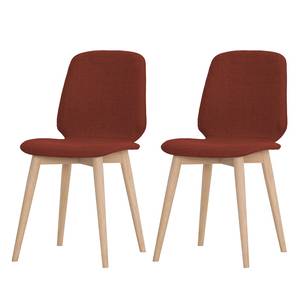 Chaises Helvig III (lot de 2) Tissu / Chêne massif - Tissu Vesta Rouge - Tissu Vesta : Rouge