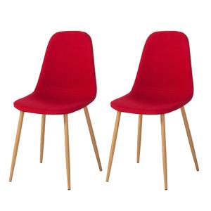 Chaise capitonnée Iskmo II Tissu - Rouge - Lot de 2