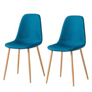 Chaise capitonnée Iskmo III Tissu - Bleu - Lot de 2