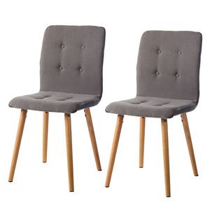 Gestoffeerde stoel Troon I vilt/massief eikenhout - Grijs/donkergrijs - 2-delige set