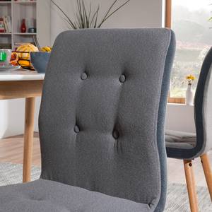 Chaise capitonnée Troon I Feutre / Chêne massif - Gris / Gris foncé - Lot de 2