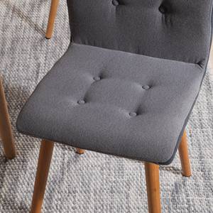 Chaise capitonnée Troon I Feutre / Chêne massif - Gris / Gris foncé - Lot de 2