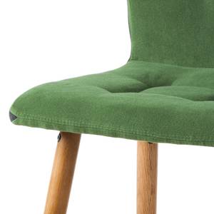 Chaise capitonnée Troon I Feutre / Chêne massif - Gris foncé / Vert - Lot de 2