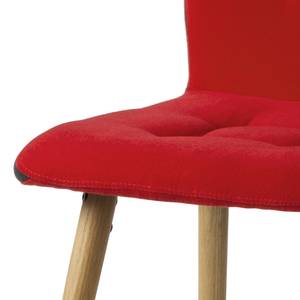 Chaise capitonnée Troon I Feutre / Chêne massif - Gris foncé / Rouge - Lot de 2