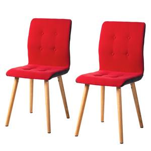 Gestoffeerde stoel Troon I vilt/massief eikenhout - Donkergrijs/rood - 2-delige set