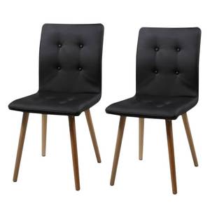 Chaises rembourrées Troon II (lot de 2) Imitation cuir / Chêne massif - Noir