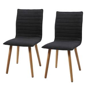 Gestoffeerde stoelen Kean (2-delige set) donkergrijze viltstof - Donkergrijs