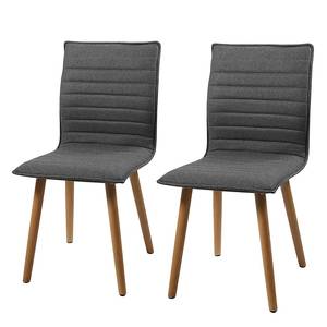 Chaises capitonnées Kean (lot de 2) Feutrage marron foncé - Gris