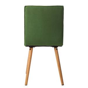 Chaise capitonnée Kean I Tissu / Chêne massif - Vert - Lot de 2