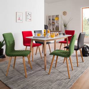 Gestoffeerde stoel Kean I geweven stof/massief eikenhout - Groen - 2-delige set