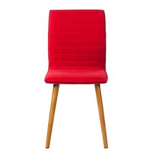 Chaise capitonnée Kean I Tissu / Chêne massif - Rouge - Lot de 2