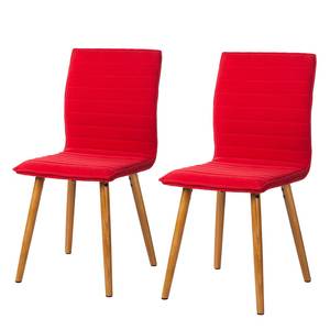 Chaises capitonnées Kean (lot de 2) Feutrage marron foncé - Rouge