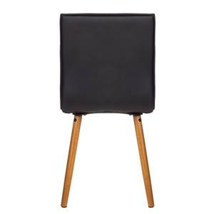 Gestoffeerde stoelen Kean I kunstleer/massief eikenhout - zwart/eikenhout