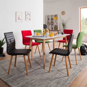 Gestoffeerde stoelen Kean I kunstleer/massief eikenhout - zwart/eikenhout