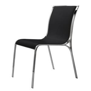Gestoffeerde stoel Laura kunstleer/roestvrij staal - Zwart/zilverkleurig