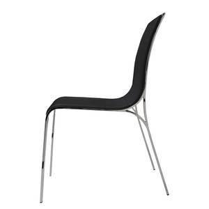 Chaise rembourrée Laura Imitation cuir / Acier inoxydable - Noir / Argenté