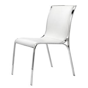 Chaise rembourrée Laura Imitation cuir / Acier inoxydable - Blanc / Argenté