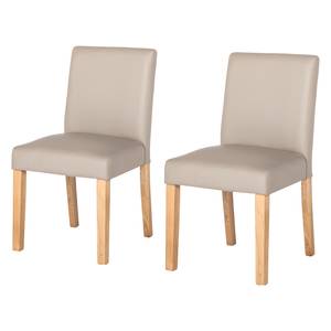 Chaises capitonnées Laurel (lot de 2) Imitation cuir - Beige