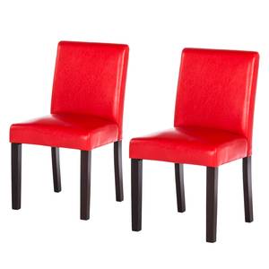 Chaises capitonnées Laurel (lot de 2) Imitation cuir - Rouge feu