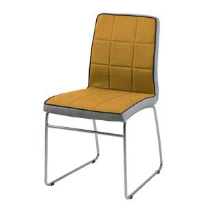 Chaise Lenaros (4 éléments) Tissu / Chrome - Jaune curry