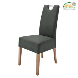Gestoffeerde stoelen Paki kunstleer - Antracietkleurig/eikenhout
